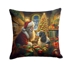 Load image into Gallery viewer, English Springer Spaniel and Santa Claus Throw Pillow - 14x14 Decorative Pillow – Art for Your Home &amp; Patio