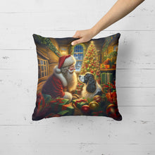 Load image into Gallery viewer, English Springer Spaniel and Santa Claus Throw Pillow