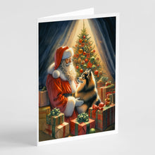 Load image into Gallery viewer, Finnish Spitz and Santa Claus Greeting Cards - Blank Note Cards – 8-Pack of Artist-Designed Cards with Envelopes