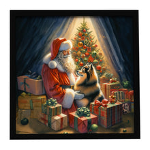 Load image into Gallery viewer, Finnish Spitz and Santa Claus Framed Metal Print