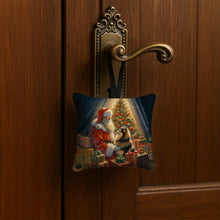 Load image into Gallery viewer, Finnish Spitz and Santa Claus Hanging Square Fabric Ornament 3.5 × 3.5