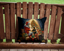 Load image into Gallery viewer, Finnish Spitz and Santa Claus Throw Pillow - 14x14 Decorative Pillow – Art for Your Home &amp; Patio