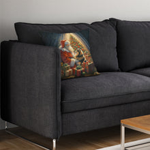 Load image into Gallery viewer, Finnish Spitz and Santa Claus Throw Pillow - 14x14 Decorative Pillow – Art for Your Home &amp; Patio