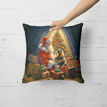 Load image into Gallery viewer, Finnish Spitz and Santa Claus Throw Pillow