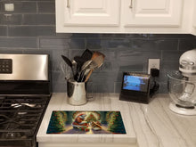 Load image into Gallery viewer, Finnish Spitz and Santa Claus Glass Cutting Boards – Durable, Decorative Kitchen Art