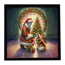 Load image into Gallery viewer, Finnish Spitz and Santa Claus Framed Metal Print