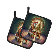Load image into Gallery viewer, Finnish Spitz and Santa Claus Pot Holders - Set of 2 Decorative Kitchen Helpers | Made in the USA