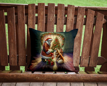 Load image into Gallery viewer, Finnish Spitz and Santa Claus Throw Pillow - 14x14 Decorative Pillow – Art for Your Home &amp; Patio