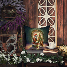 Load image into Gallery viewer, Finnish Spitz and Santa Claus Throw Pillow - 14x14 Decorative Pillow – Art for Your Home &amp; Patio