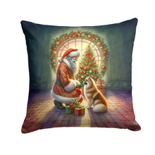 Load image into Gallery viewer, Finnish Spitz and Santa Claus Throw Pillow - 14x14 Decorative Pillow – Art for Your Home &amp; Patio