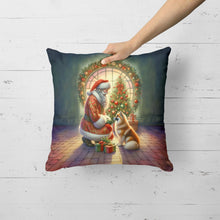 Load image into Gallery viewer, Finnish Spitz and Santa Claus Throw Pillow