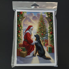 Load image into Gallery viewer, Flat-Coated Retriever and Santa Claus Greeting Cards - Blank Note Cards – 8-Pack of Artist-Designed Cards with Envelopes