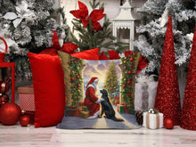 Load image into Gallery viewer, Flat-Coated Retriever and Santa Claus Throw Pillow - 14x14 Decorative Pillow – Art for Your Home &amp; Patio