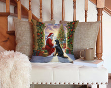 Load image into Gallery viewer, Flat-Coated Retriever and Santa Claus Throw Pillow - 14x14 Decorative Pillow – Art for Your Home &amp; Patio