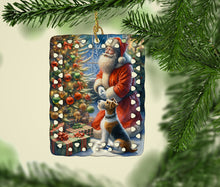 Load image into Gallery viewer, Fox Terrier and Santa Claus Porcelain Ornament
