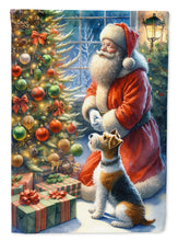 Load image into Gallery viewer, Fox Terrier with Santa Garden Flag – Christmas Dog Yard Decor