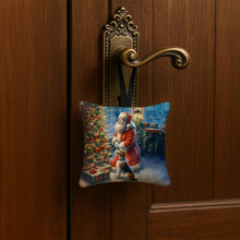 Load image into Gallery viewer, Fox Terrier and Santa Claus Hanging Square Fabric Ornament 3.5 × 3.5