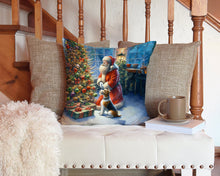 Load image into Gallery viewer, Fox Terrier and Santa Claus Throw Pillow - 14x14 Decorative Pillow – Art for Your Home &amp; Patio