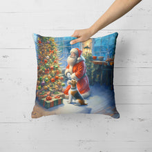 Load image into Gallery viewer, Fox Terrier and Santa Claus Throw Pillow