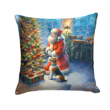 Load image into Gallery viewer, Fox Terrier and Santa Claus Throw Pillow