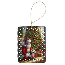 Load image into Gallery viewer, French Bulldog and Santa Claus Porcelain Ornament