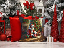 Load image into Gallery viewer, French Bulldog and Santa Claus Throw Pillow - 14x14 Decorative Pillow – Art for Your Home &amp; Patio