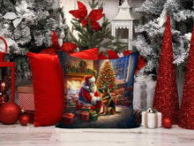 Load image into Gallery viewer, German Shepherd and Santa Claus Throw Pillow - 14x14 Decorative Pillow – Art for Your Home &amp; Patio