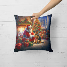 Load image into Gallery viewer, German Shepherd and Santa Claus Throw Pillow