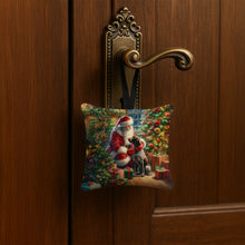 Load image into Gallery viewer, German Shorthaired Pointer and Santa Claus Hanging Square Fabric Ornament 3.5 × 3.5