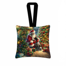 Load image into Gallery viewer, German Shorthaired Pointer and Santa Claus Hanging Square Fabric Ornament 3.5 × 3.5