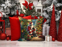 Load image into Gallery viewer, German Shorthaired Pointer and Santa Claus Throw Pillow - 14x14 Decorative Pillow – Art for Your Home &amp; Patio
