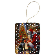 Load image into Gallery viewer, German Wirehaired Pointer and Santa Claus Porcelain Ornament