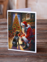 Load image into Gallery viewer, German Wirehaired Pointer and Santa Claus Greeting Cards - Blank Note Cards – 8-Pack of Artist-Designed Cards with Envelopes