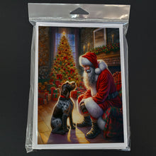 Load image into Gallery viewer, German Wirehaired Pointer and Santa Claus Greeting Cards - Blank Note Cards – 8-Pack of Artist-Designed Cards with Envelopes