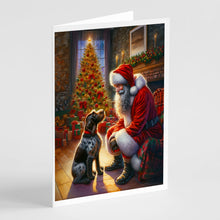 Load image into Gallery viewer, German Wirehaired Pointer and Santa Claus Greeting Cards - Blank Note Cards – 8-Pack of Artist-Designed Cards with Envelopes