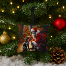 Load image into Gallery viewer, German Wirehaired Pointer and Santa Claus Hanging Square Fabric Ornament 3.5 × 3.5