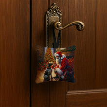 Load image into Gallery viewer, German Wirehaired Pointer and Santa Claus Hanging Square Fabric Ornament 3.5 × 3.5