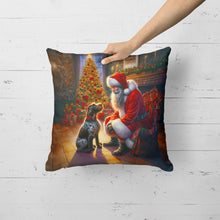 Load image into Gallery viewer, German Wirehaired Pointer and Santa Claus Throw Pillow