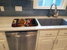 Load image into Gallery viewer, Golden Retriever and Santa Claus Dish Drying Mat