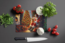 Load image into Gallery viewer, Golden Retriever and Santa Claus Glass Cutting Boards – Durable, Decorative Kitchen Art
