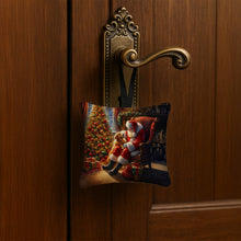 Load image into Gallery viewer, Golden Retriever and Santa Claus Hanging Square Fabric Ornament 3.5 × 3.5