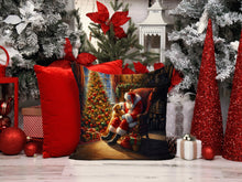 Load image into Gallery viewer, Golden Retriever and Santa Claus Throw Pillow - 14x14 Decorative Pillow – Art for Your Home &amp; Patio