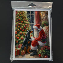 Load image into Gallery viewer, Gordon Setter and Santa Claus Greeting Cards - Blank Note Cards – 8-Pack of Artist-Designed Cards with Envelopes
