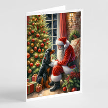 Load image into Gallery viewer, Gordon Setter and Santa Claus Greeting Cards - Blank Note Cards – 8-Pack of Artist-Designed Cards with Envelopes