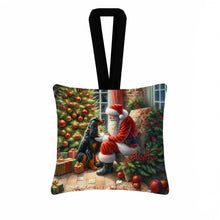 Load image into Gallery viewer, Gordon Setter and Santa Claus Hanging Square Fabric Ornament 3.5 × 3.5