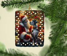 Load image into Gallery viewer, Great Dane and Santa Claus Porcelain Ornament