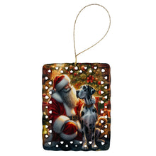 Load image into Gallery viewer, Great Dane and Santa Claus Porcelain Ornament