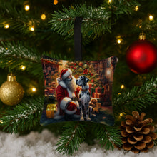 Load image into Gallery viewer, Great Dane and Santa Claus Hanging Square Fabric Ornament 3.5 × 3.5