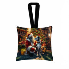 Load image into Gallery viewer, Great Dane and Santa Claus Hanging Square Fabric Ornament 3.5 × 3.5