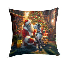 Load image into Gallery viewer, Great Dane and Santa Claus Throw Pillow